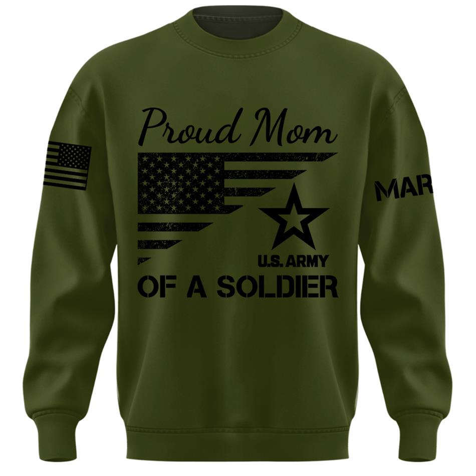 Proud Mom Of A Soldier Custom Shirt For US Military Family Mom Dad Grandma Sister Shirt Military Family Day Shirt H2511 Trna