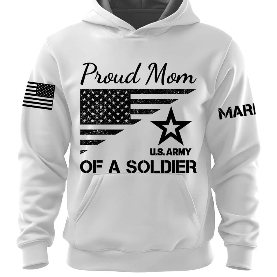 Proud Mom Of A Soldier Custom Shirt For US Military Family Mom Dad Grandma Sister Shirt Military Family Day Shirt H2511 Trna