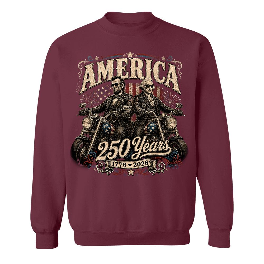 America 250 Years Biker MC Patriotic Motorcycle Shirt, 1776 2026 USA 250th Anniversary Vintage Graphic Tee Hv01