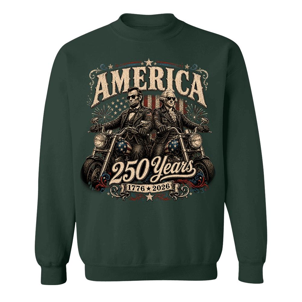 America 250 Years Biker MC Patriotic Motorcycle Shirt, 1776 2026 USA 250th Anniversary Vintage Graphic Tee Hv01