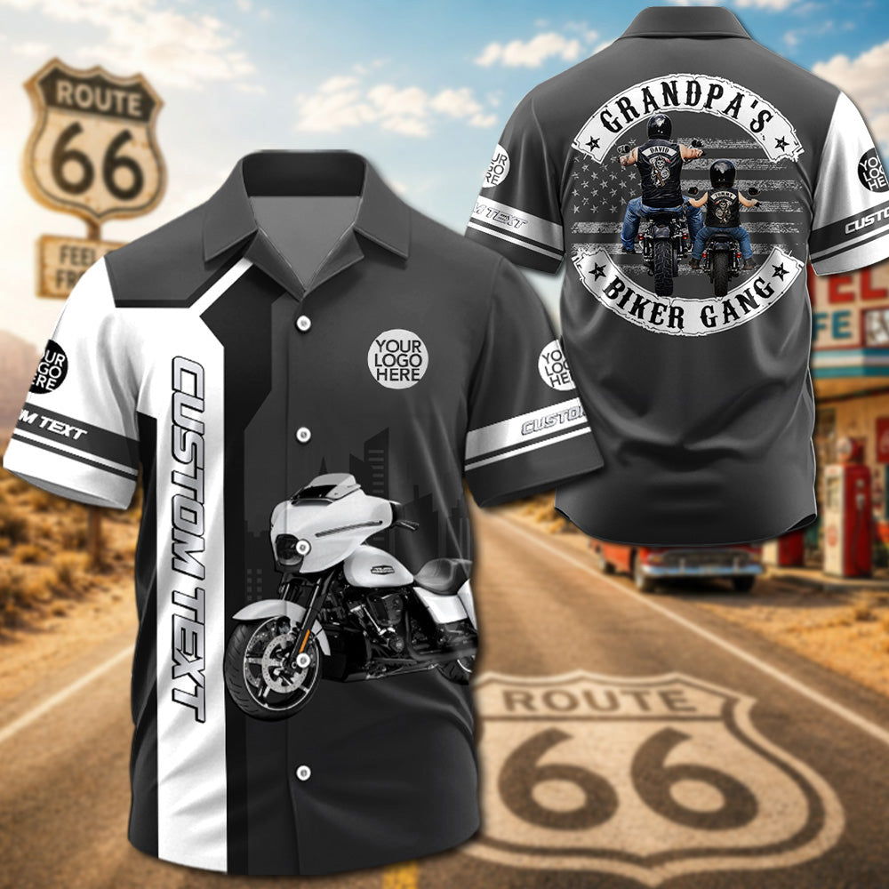 Grandpa’s Biker Gang - Personalized Upload Vechicle Photo Hawaiian Shirt - Personalized Gift For Dad, Grandpa, Biker A2110 Pt99