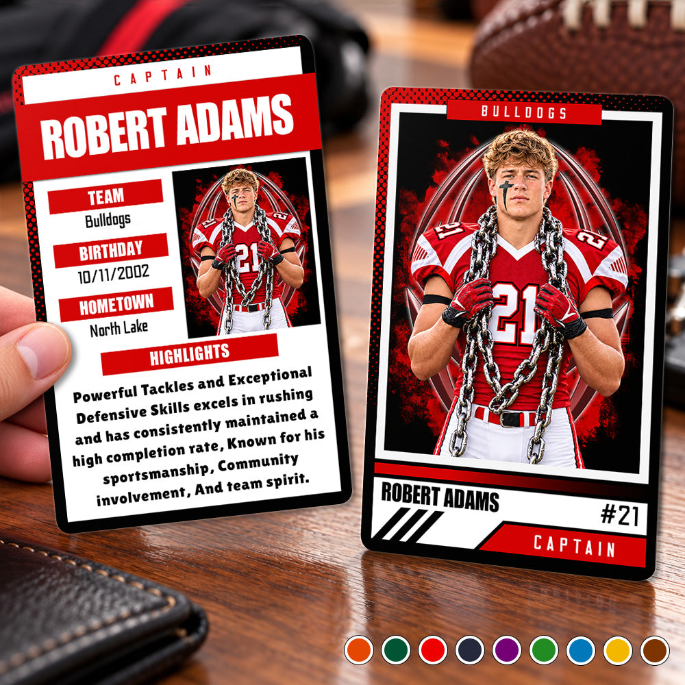 Football Trading Metal Cards Customizable Player Photo Metal Card , Personalized Sport Card, School Team Gifts H2511 Trna