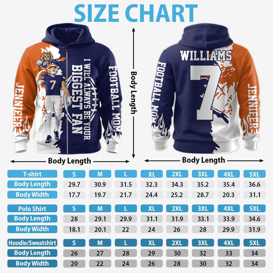 Personalized I Will Always Be Your Biggest Fan Football Mom Hoodie – Custom Player Name & Number, Proud Football Mom Game Day Shirt H2511 Trna
