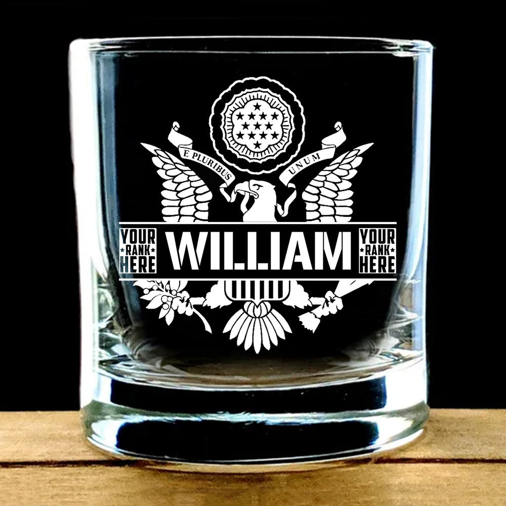 Custom Name and All Branches Logo Glasses Gift For Veteran H2511