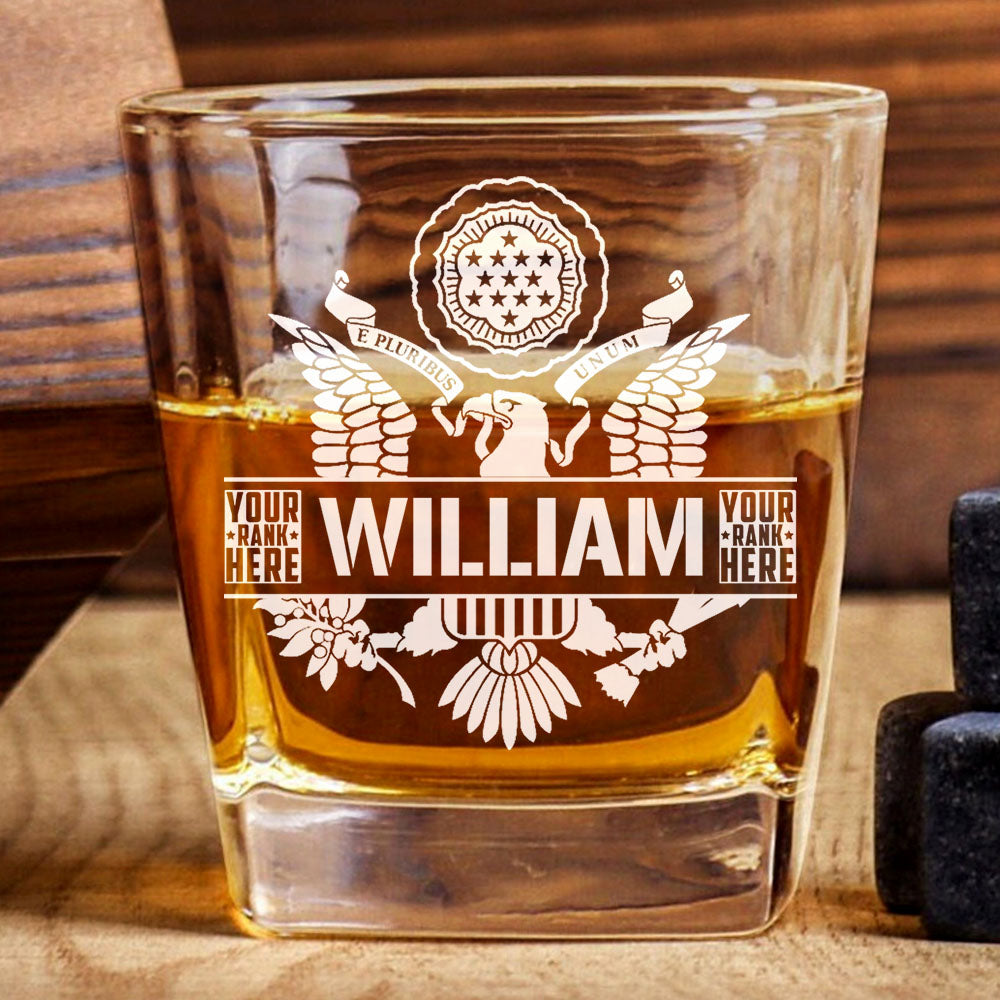 Custom Name and All Branches Logo Glasses Gift For Veteran H2511
