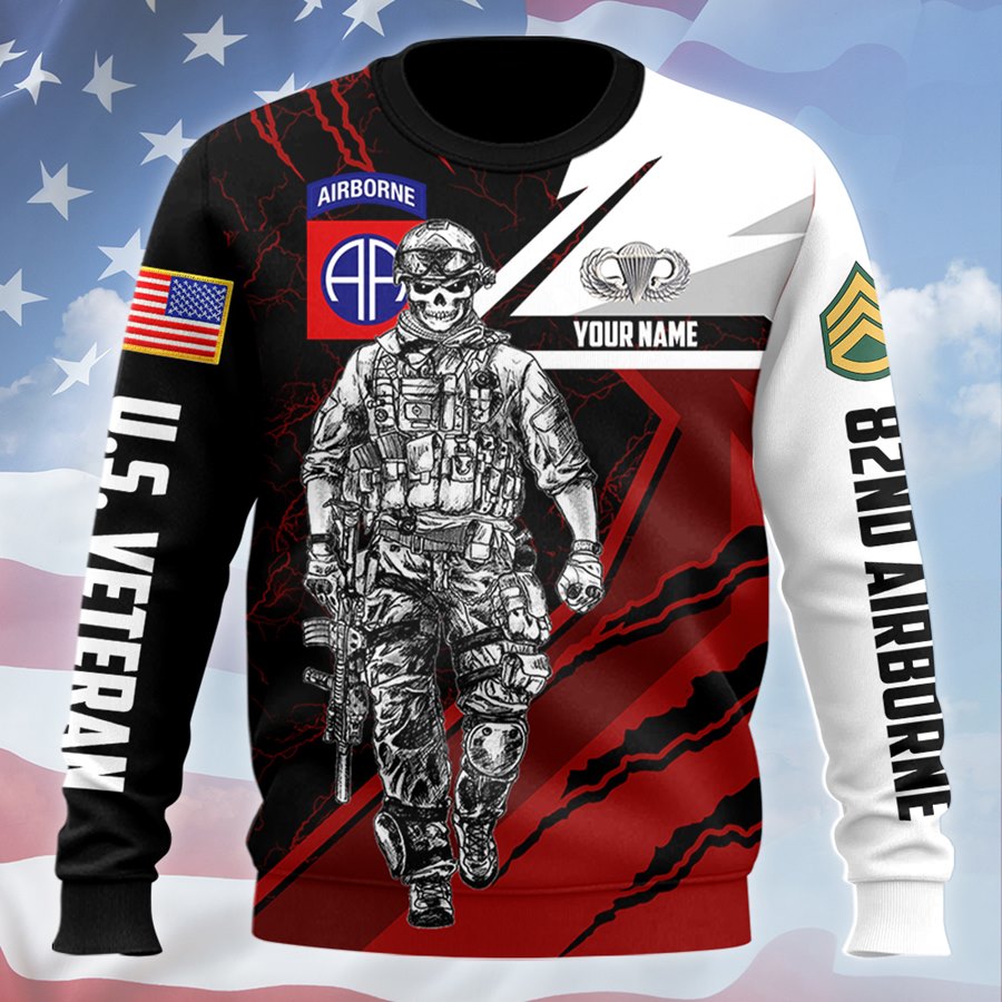 Custom 3D All Over Prints T-Shirt, Personalized Name And Military Badges Gift For Veteran H2511 Trna