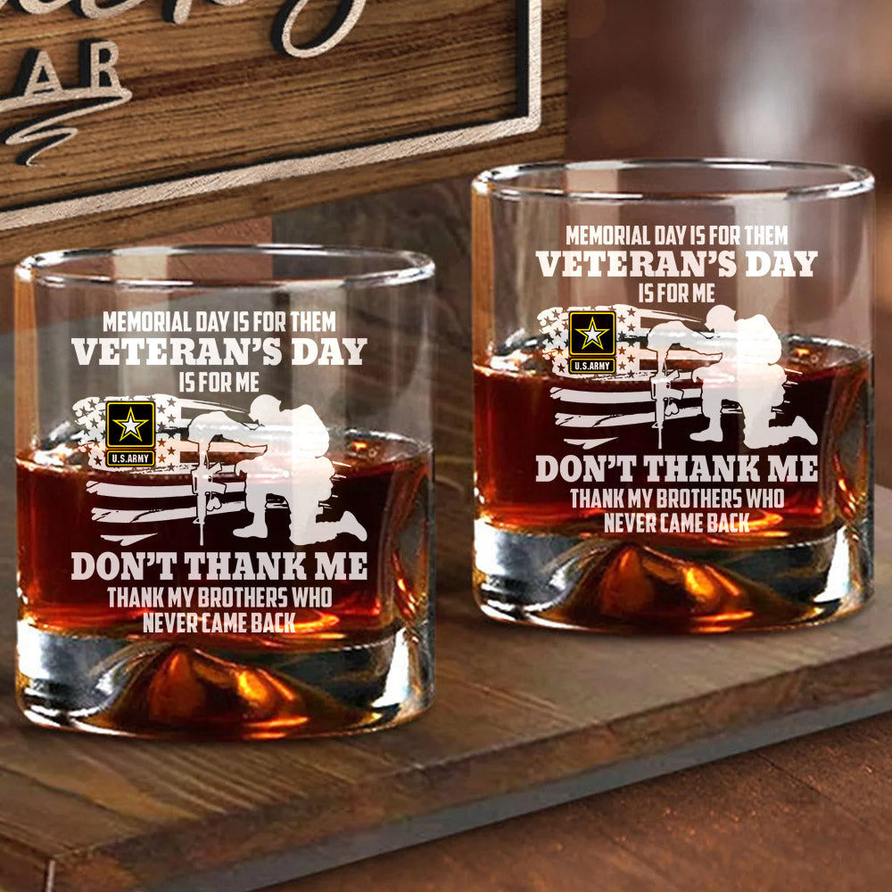 Memorial Day Is For Them Veteran's Day Is For Me Custom Whiskey Glasses For Veteran H2511