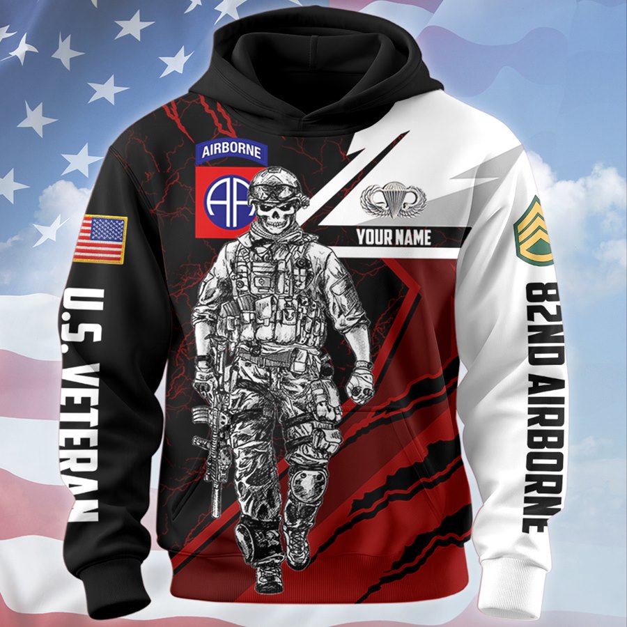 Custom 3D All Over Prints T-Shirt, Personalized Name And Military Badges Gift For Veteran H2511 Trna