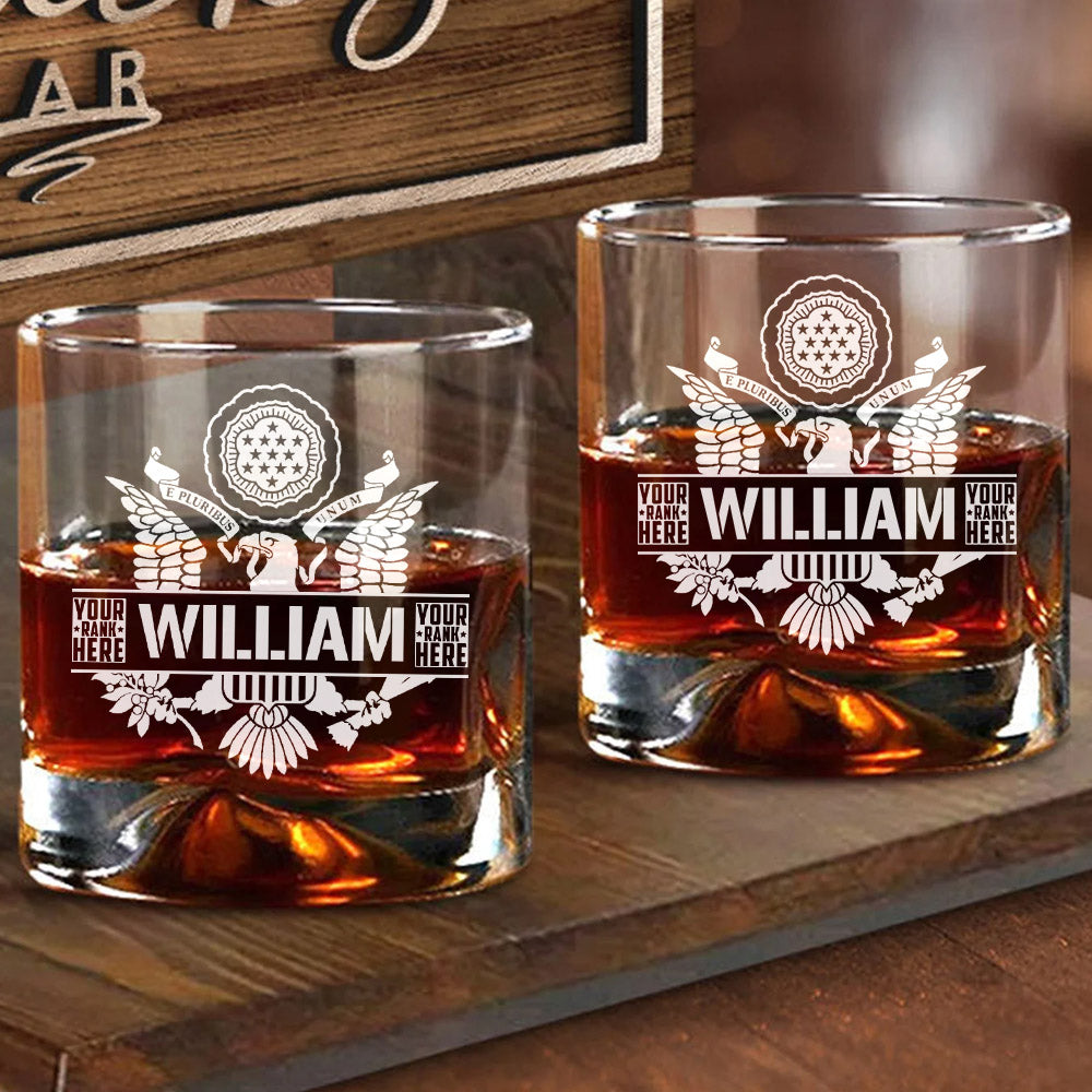 Custom Name and All Branches Logo Glasses Gift For Veteran H2511