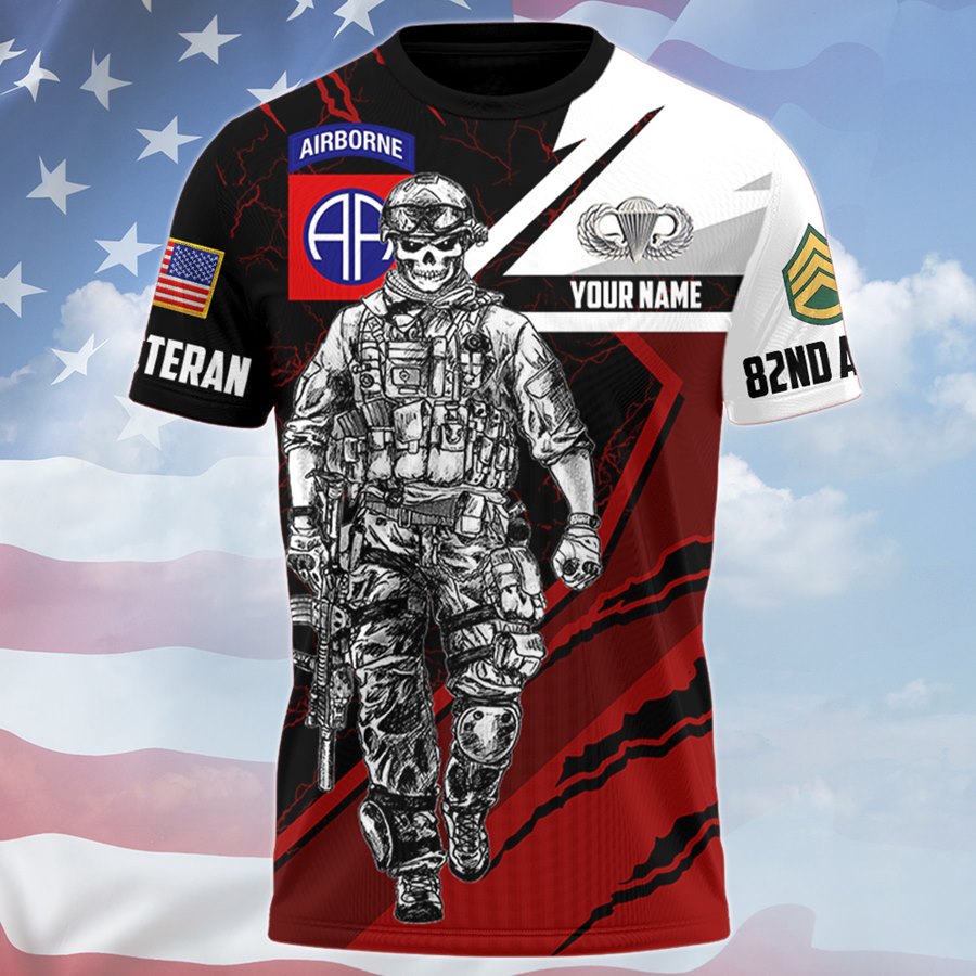 Custom 3D All Over Prints T-Shirt, Personalized Name And Military Badges Gift For Veteran H2511 Trna