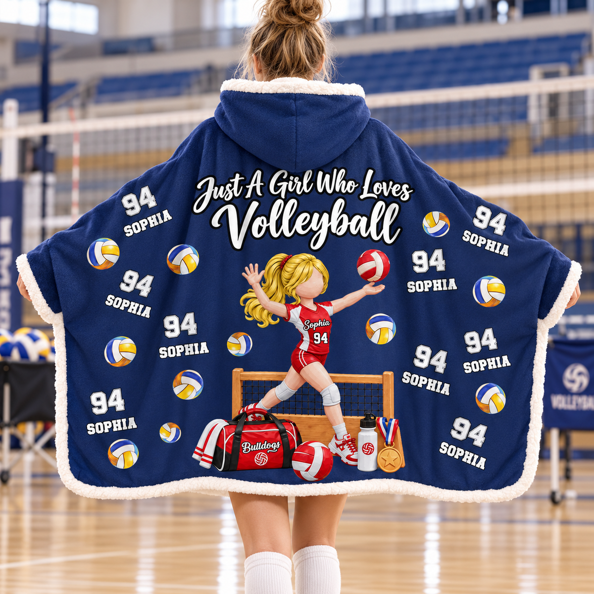 Just A Girl Who Loves Volleyball, Personalized Volleyball Wearable Blanket Hoodie For Volleyball Lovers, Volleyball Players MI209 T24 NT01