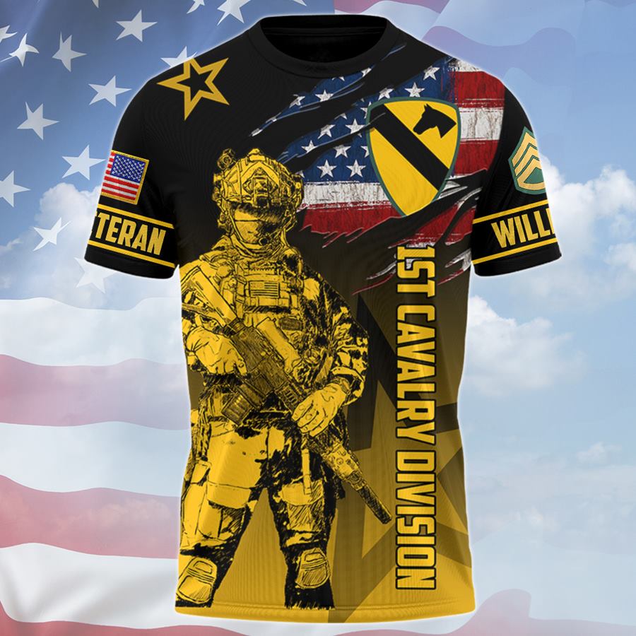 Custom 3D All Over Prints T-Shirt, Personalized Soldier Art, Name And Military Division Shirt For Veteran H2511 Trna