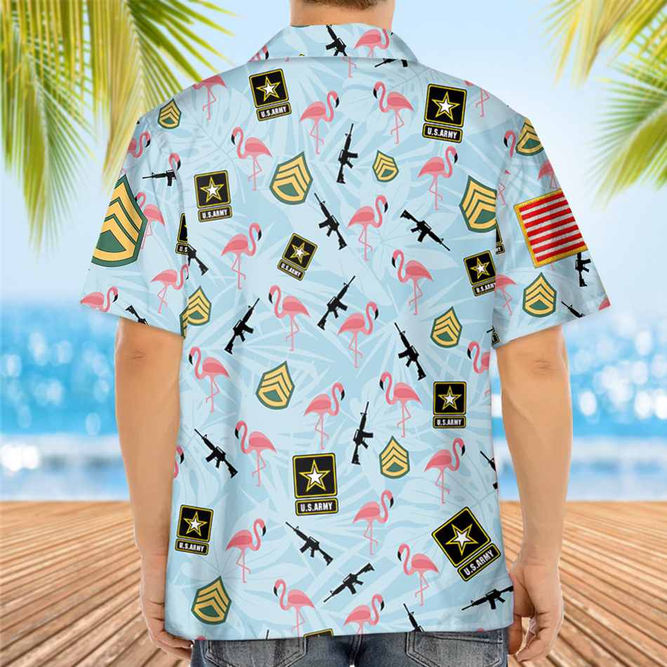 Veteran Army Military Armed Flamingos Hawaiian Shirt Gift For Veteran Vacation Beach Shirt H2511 Trna