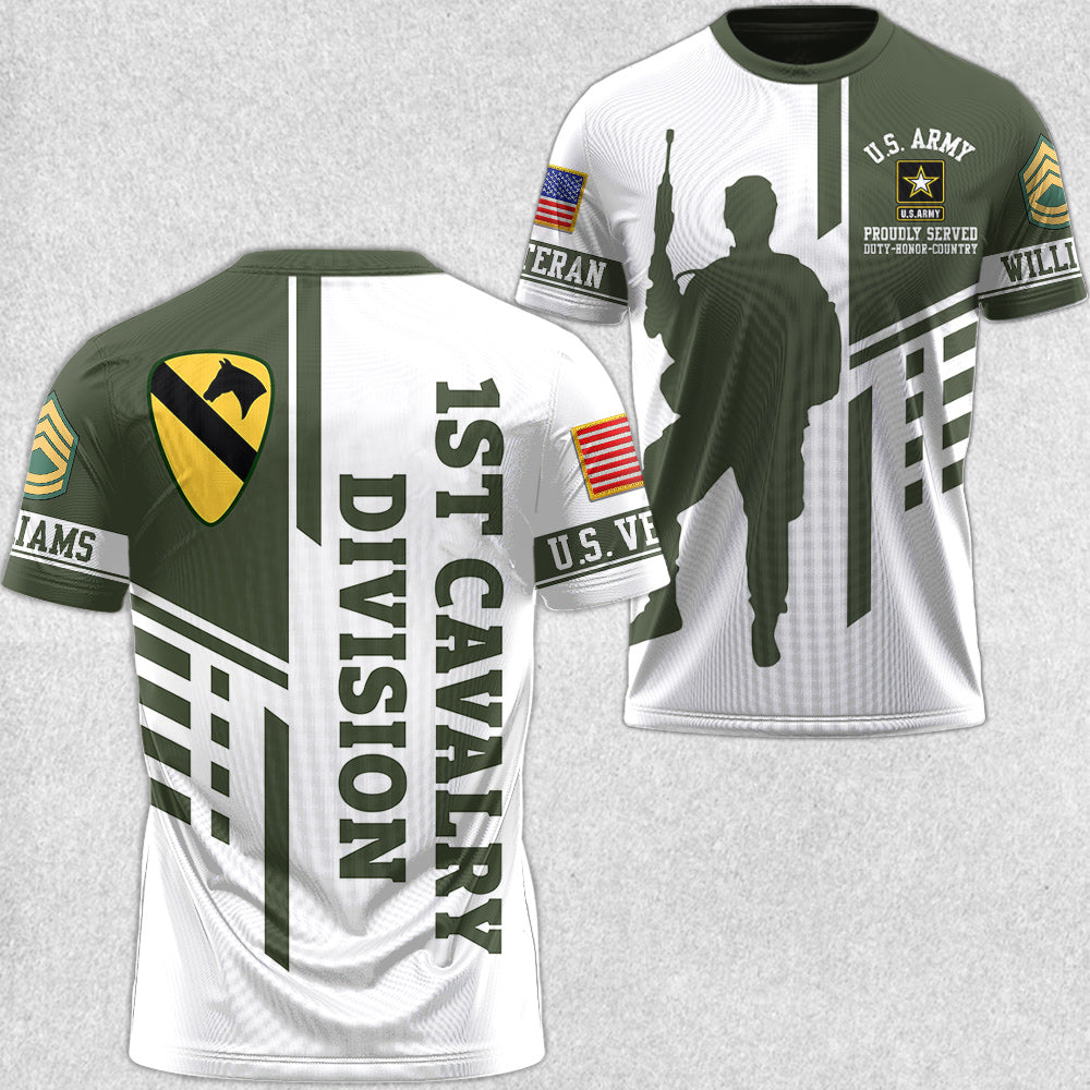 Custom Division Rank All Branches Of Service All Over Print Shirt For Soldier Veteran H2511