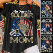 My Favorite Soldier Calls Me Mom Custom Photo Shirt For Proud Army Mom Dad Grandma Family Shirt H2511 Trna