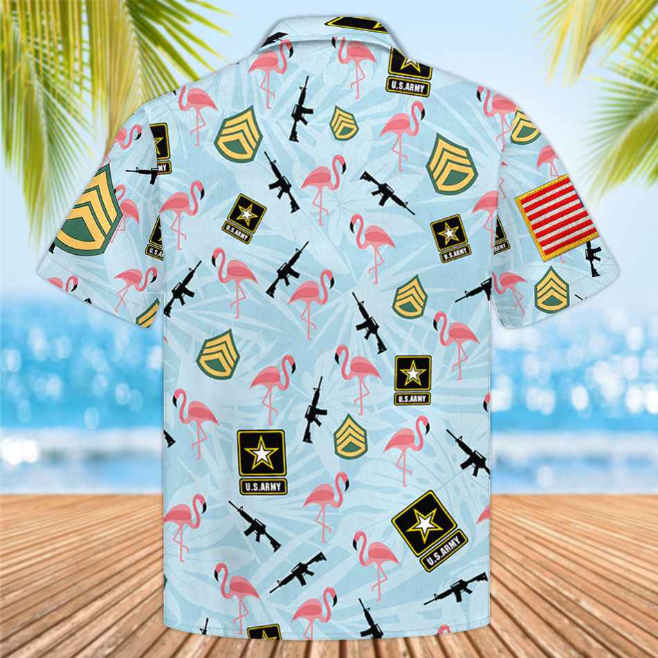 Veteran Army Military Armed Flamingos Hawaiian Shirt Gift For Veteran Vacation Beach Shirt H2511 Trna
