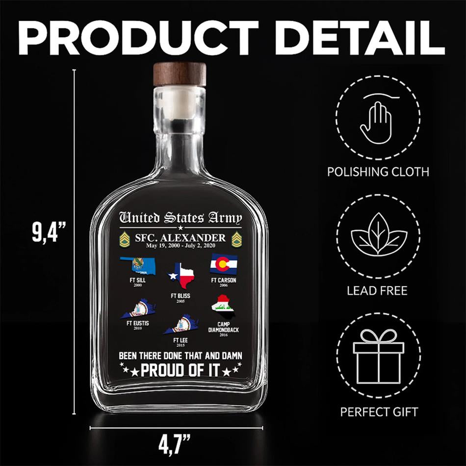 US Veteran World Tour Been There Done That And Proud Of It Custom Whiskey Bottle Gift For Veteran H2511 Trna