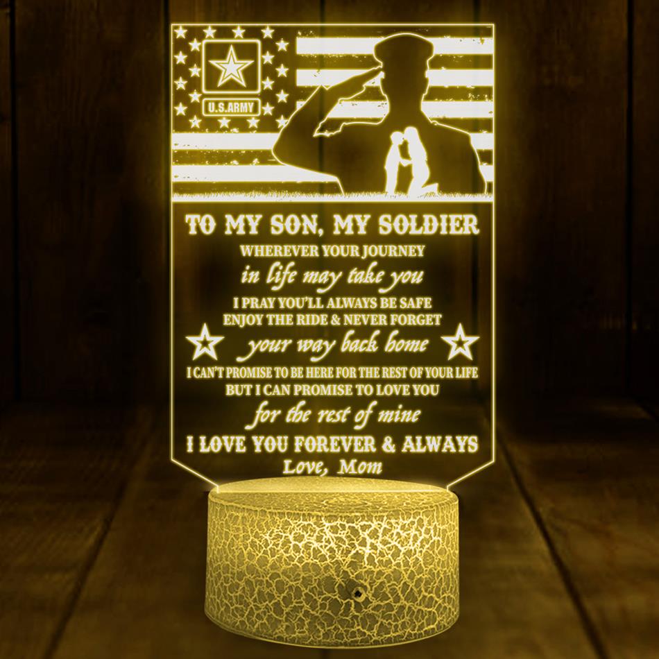 To My Son My Soldier I Love You Forever And Always Custom 3d Led Light Gift For Military Family Mom Dad H2511