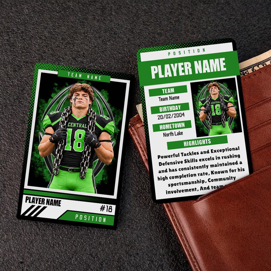 Football Trading Metal Cards Customizable Player Photo Metal Card , Personalized Sport Card, School Team Gifts H2511 Trna