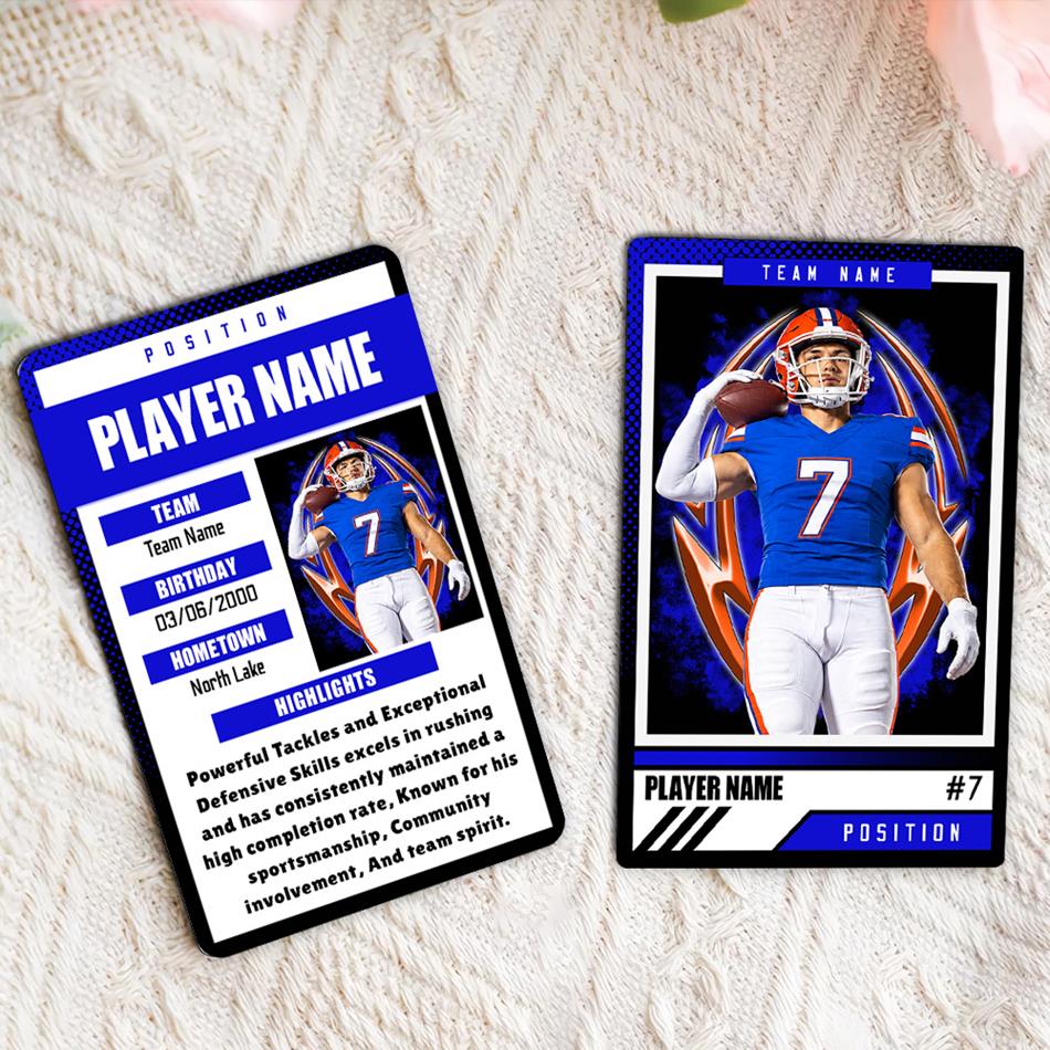 Football Trading Metal Cards Customizable Player Photo Metal Card , Personalized Sport Card, School Team Gifts H2511 Trna