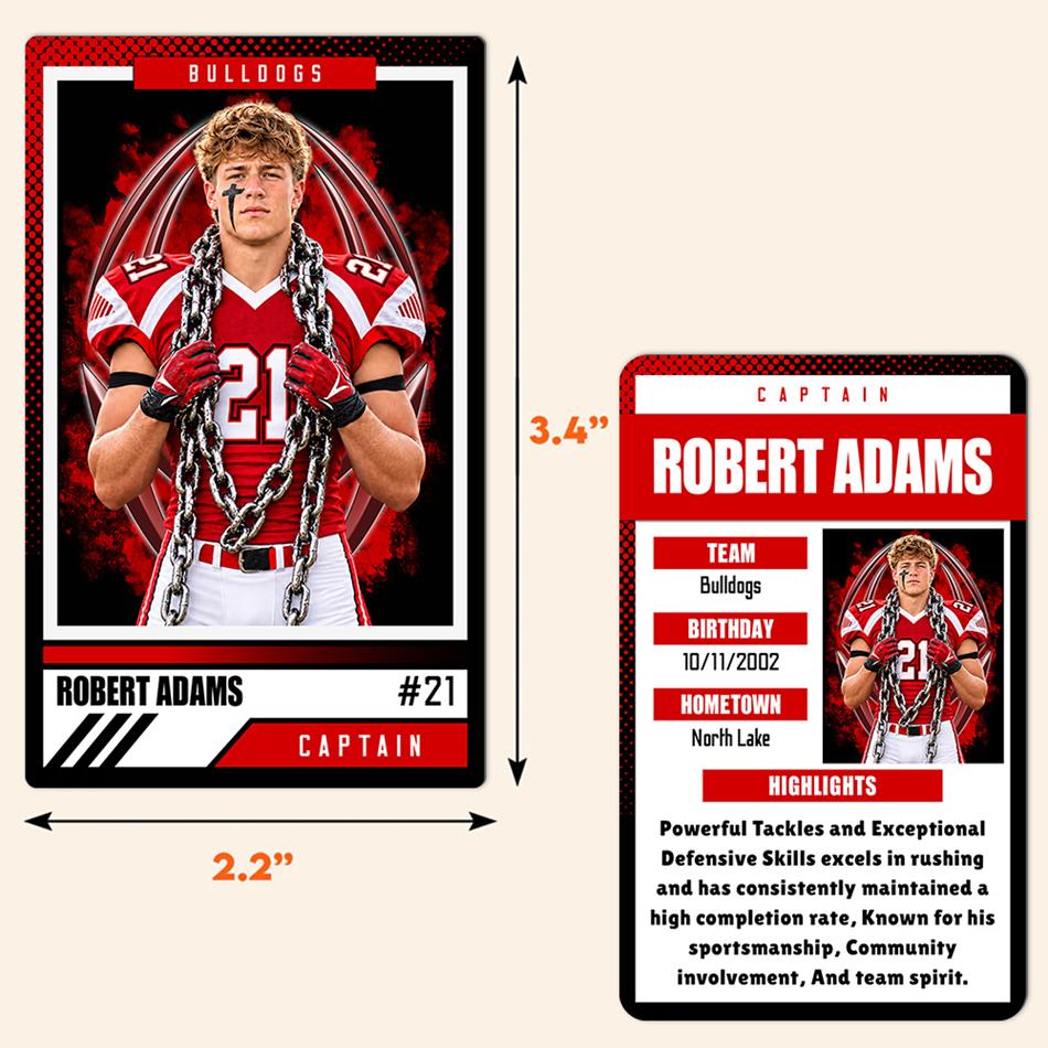 Football Trading Metal Cards Customizable Player Photo Metal Card , Personalized Sport Card, School Team Gifts H2511 Trna