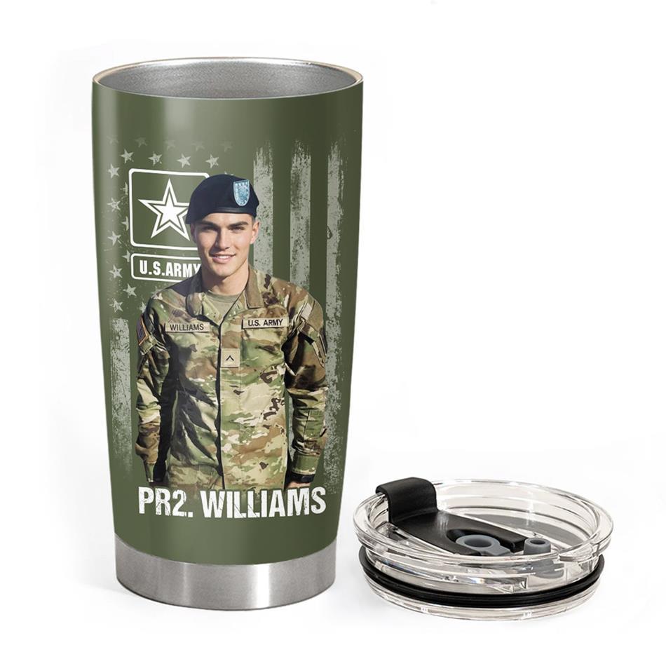 I Taught My Son To Stand Up For Himself And He Decided To Stand Up For His Country Proud Army Dad Mom Personalized Tumbler For Proud Military Mom Dad Grandma H2511 Trna