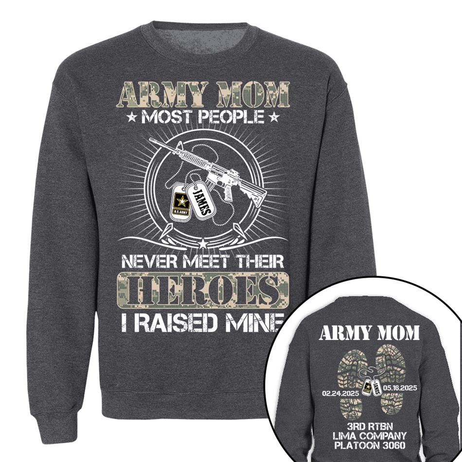 Military Mom Dad Most People Never Meet Their Heroes I Raised Mine Custom Shirt For Military Family Member Shirt H2511 Trna