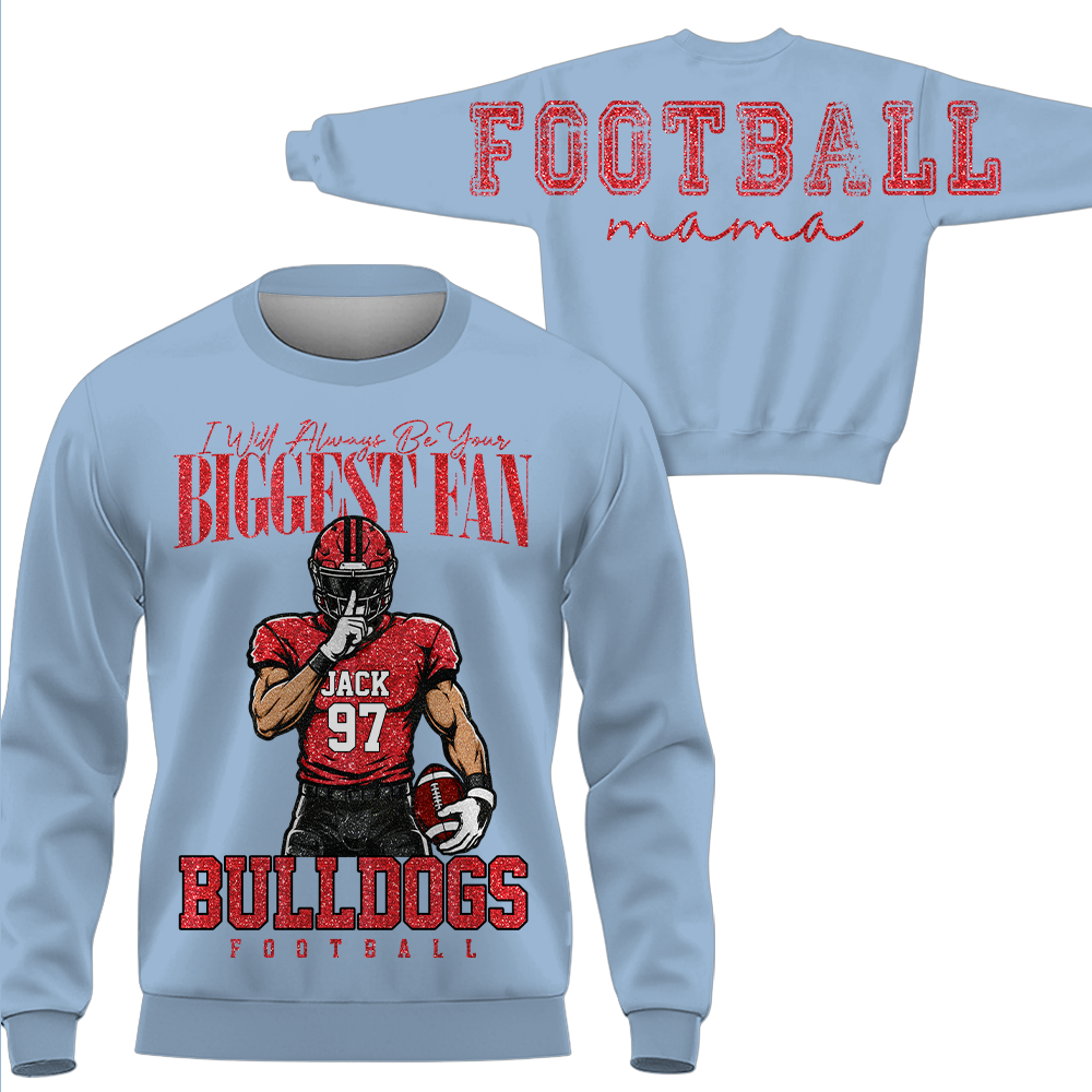 Personalized I Will Always Be Your Biggest Fan, Custom Large Back Graphic And Football PLayer Art Shirt, Gift For Football Mom Family Football Lovers MI209 Hv01