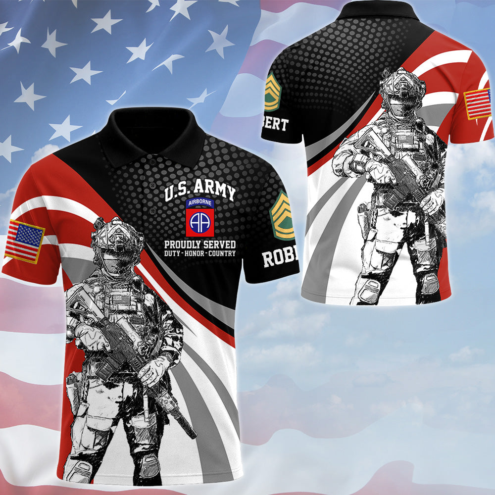 Personalized Proudly Served Soldier Division Rank All Over Print Shirt Hoodie For Soldier Veteran Patriot Shirt H2511 Trna