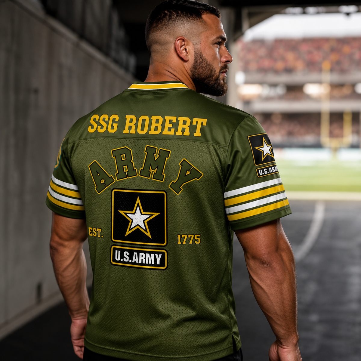 US Military Football Jersey Custom All Branches Rank Division Name For Military Retirement Veteran Dad Grandpa H2511