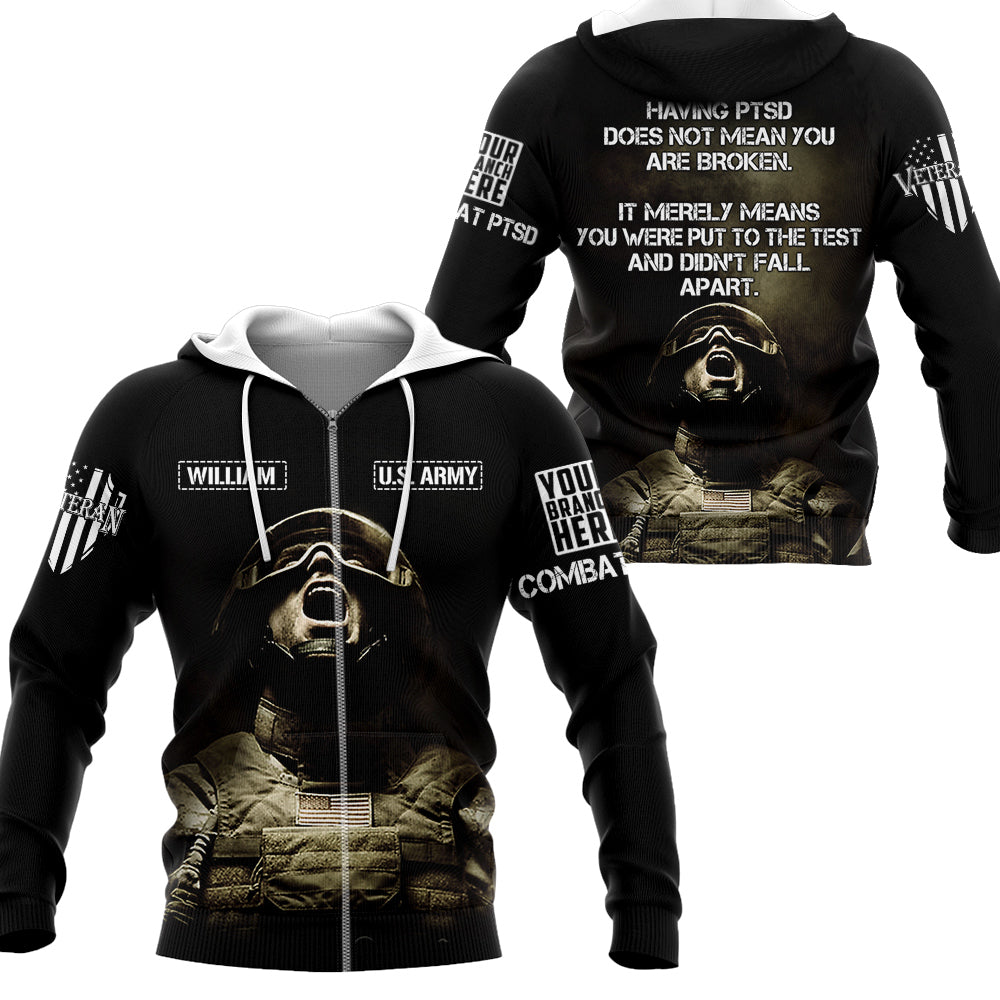 Having PTSD Does Not Mean You Are Broken Personalized All Over Print Shirt For Veteran PTSD Shirt H2511