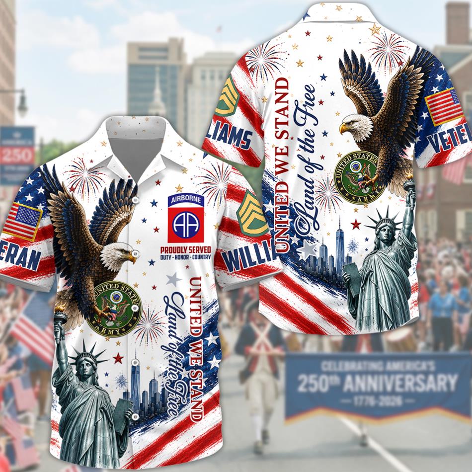 America 250th Anniversary 1776-2026 Patriot Hawaiian Shirt Version 2 For Veteran Custom All Branches H2511 Trna