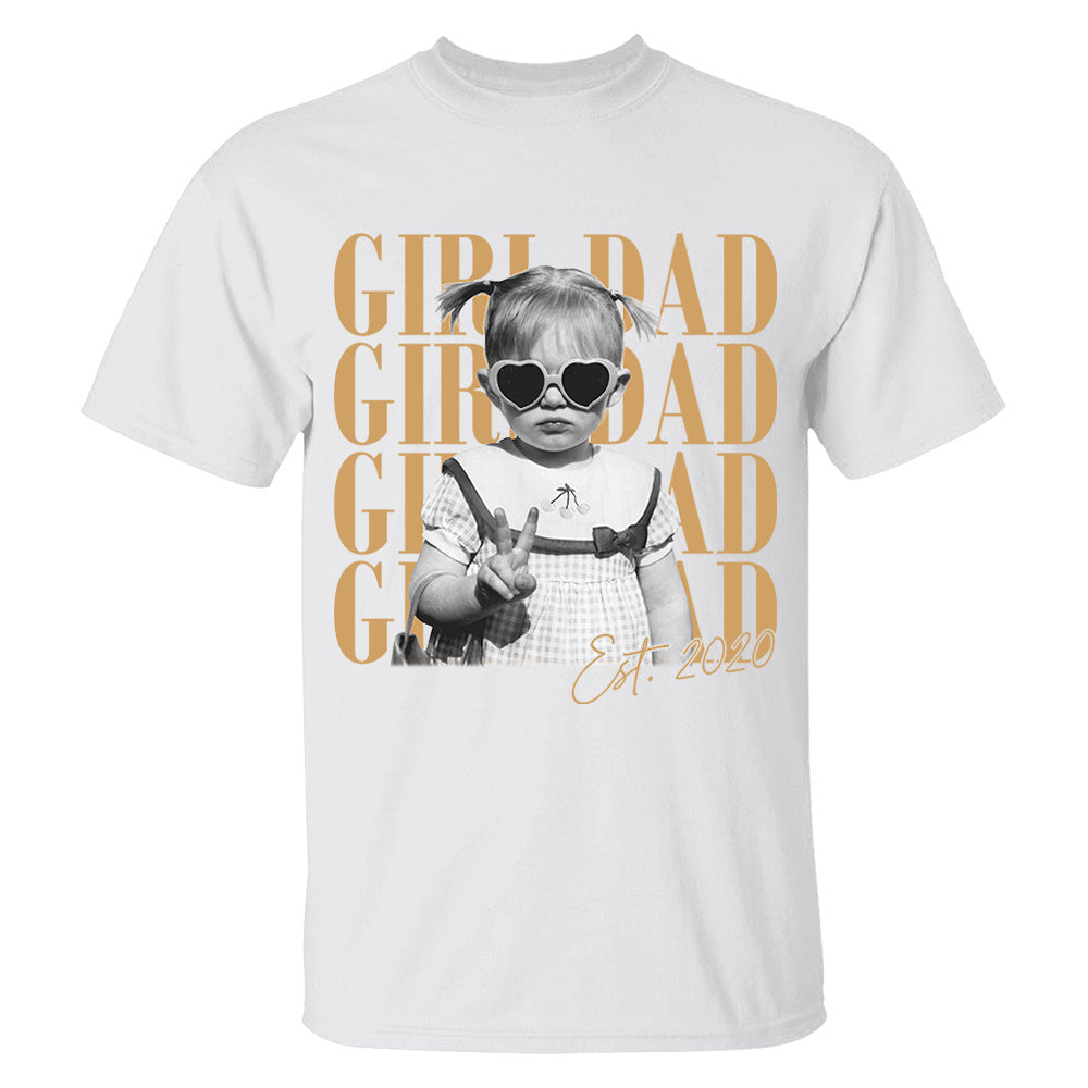 Custom Dad Vintage Photo Shirt, Custom Girl Dad Shirt, Personalized Fathers Day Shirt With Kids Photo, Funny Dad Shirt, Gift from Daughter VH01