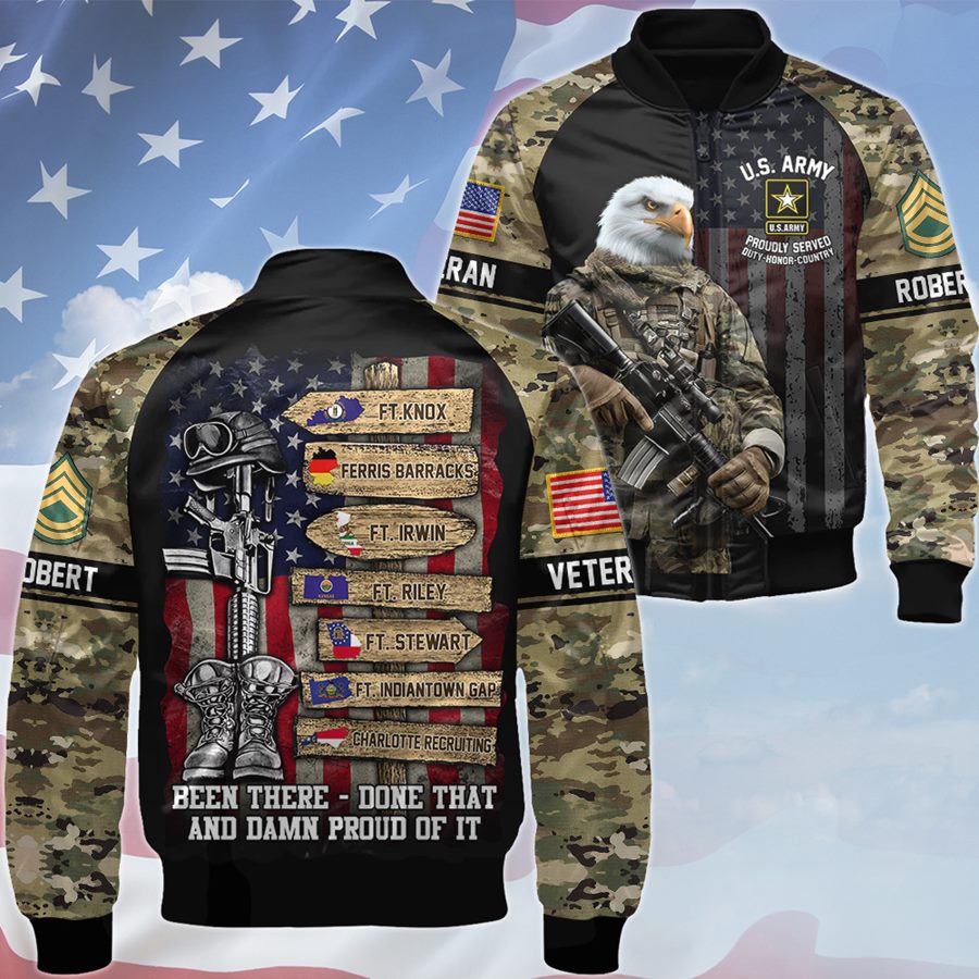 US Veteran World Tour Bald Eagle Soldier Custom Available To All Military Branches Personalized All Over Print Shirt For Veteran H2511 Trna