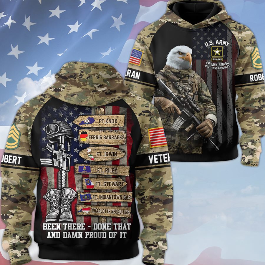 US Veteran World Tour Bald Eagle Soldier Custom Available To All Military Branches Personalized All Over Print Shirt For Veteran H2511 Trna