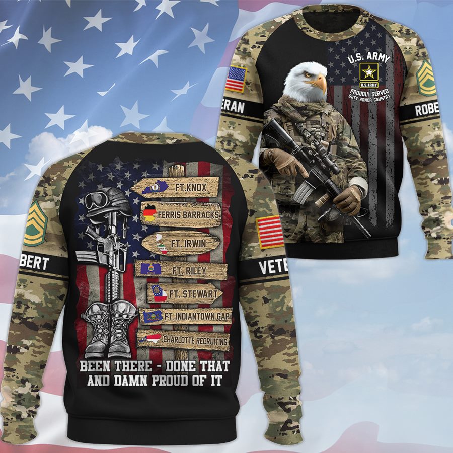 US Veteran World Tour Bald Eagle Soldier Custom Available To All Military Branches Personalized All Over Print Shirt For Veteran H2511 Trna