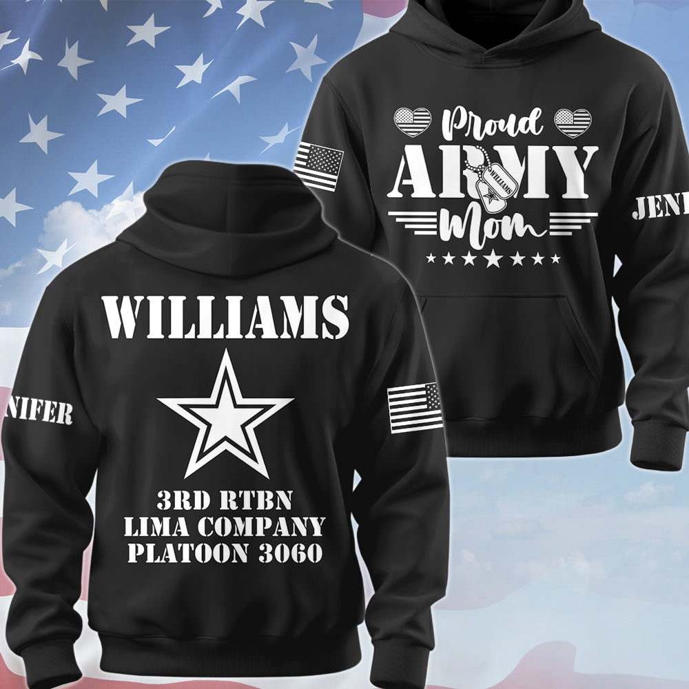Proud Army Mom Dad Sister Family Members All Over Print Shirt Custom Recruit Training Unit Designation Shirt For Proud Military Family Graduate Shirt H2511