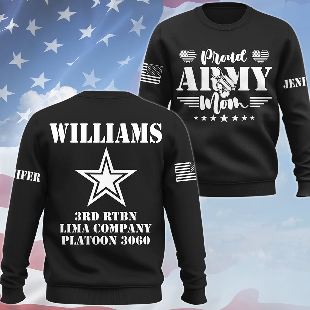 Proud Army Mom Dad Sister Family Members All Over Print Shirt Custom Recruit Training Unit Designation Shirt For Proud Military Family Graduate Shirt H2511