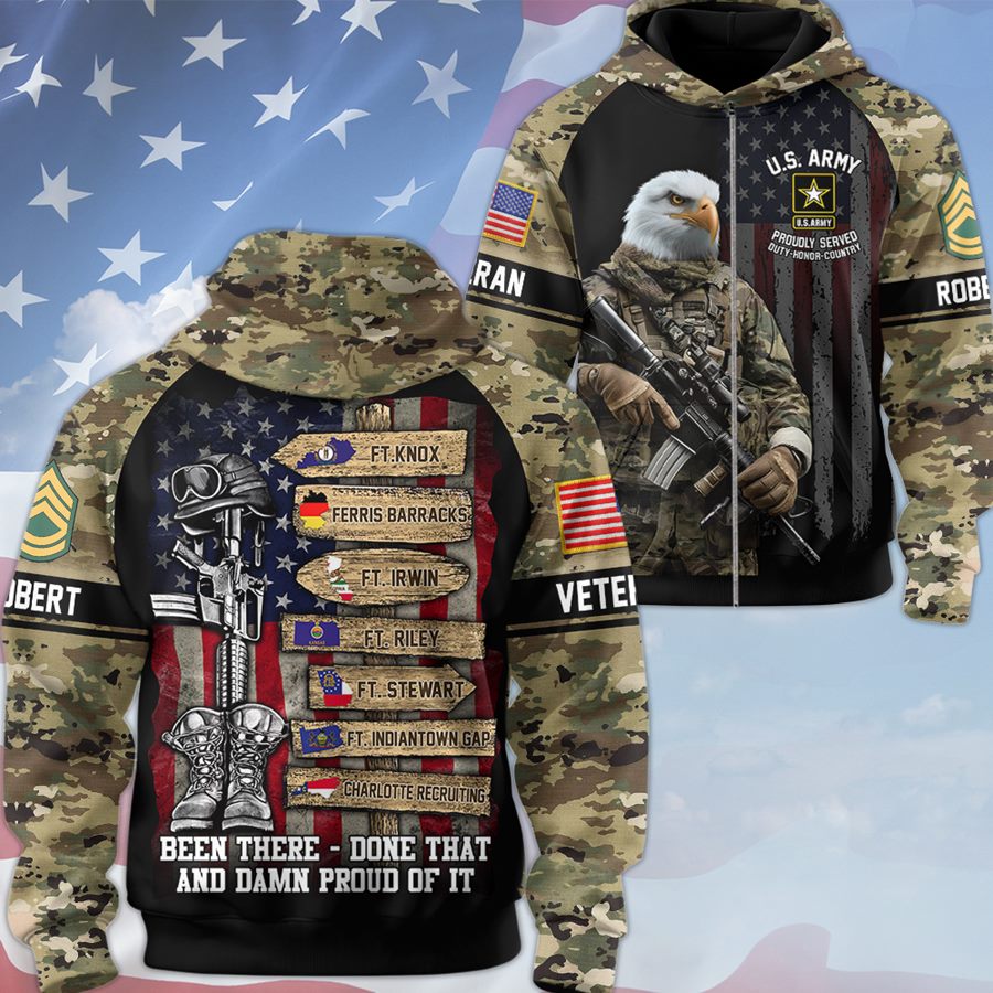 US Veteran World Tour Bald Eagle Soldier Custom Available To All Military Branches Personalized All Over Print Shirt For Veteran H2511 Trna