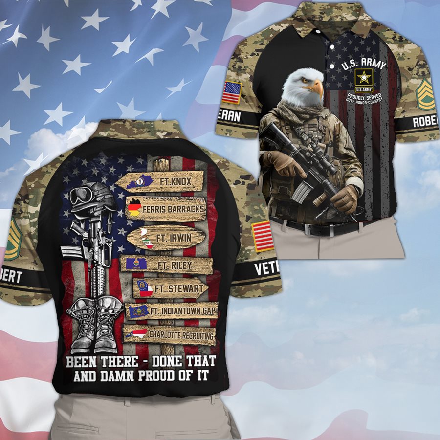 US Veteran World Tour Bald Eagle Soldier Custom Available To All Military Branches Personalized All Over Print Shirt For Veteran H2511 Trna