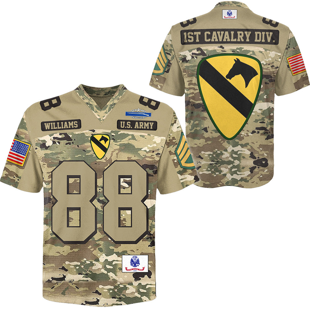 Custom Camouflage Football Jersey Shirt For US Soldier Veteran H2511