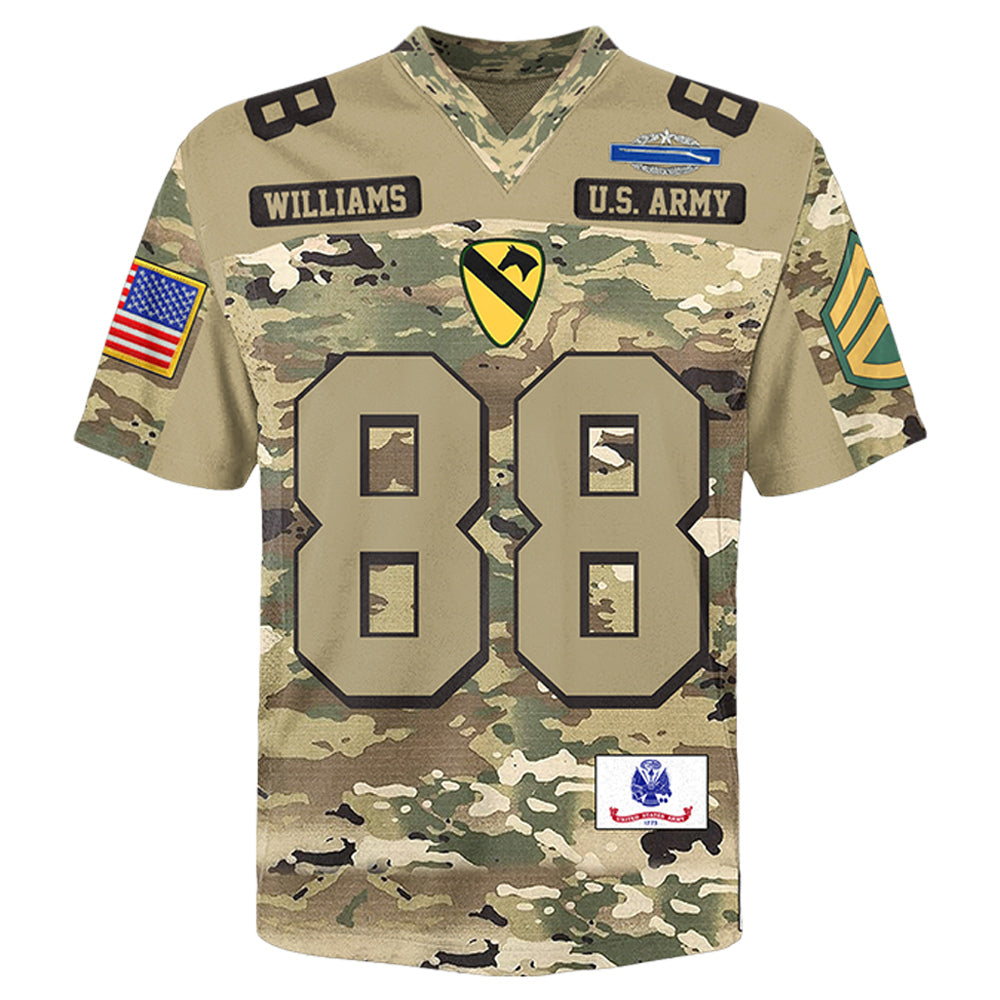 Custom Camouflage Football Jersey Shirt For US Soldier Veteran H2511