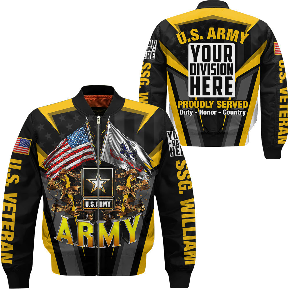 Custom Branch Rank and Name Personalized All Over Print Shirt For Veteran Gift For Veterans Day H2511