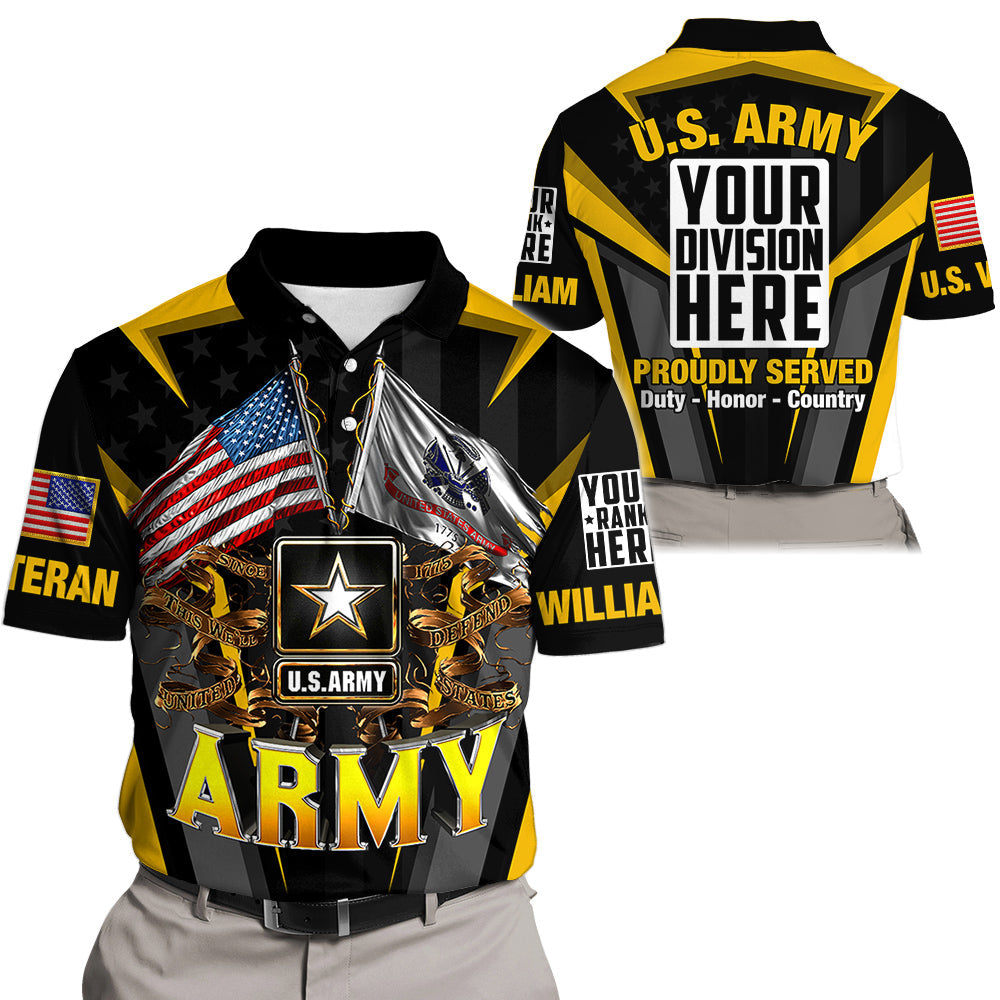 Custom Branch Rank and Name Personalized All Over Print Shirt For Veteran Gift For Veterans Day H2511