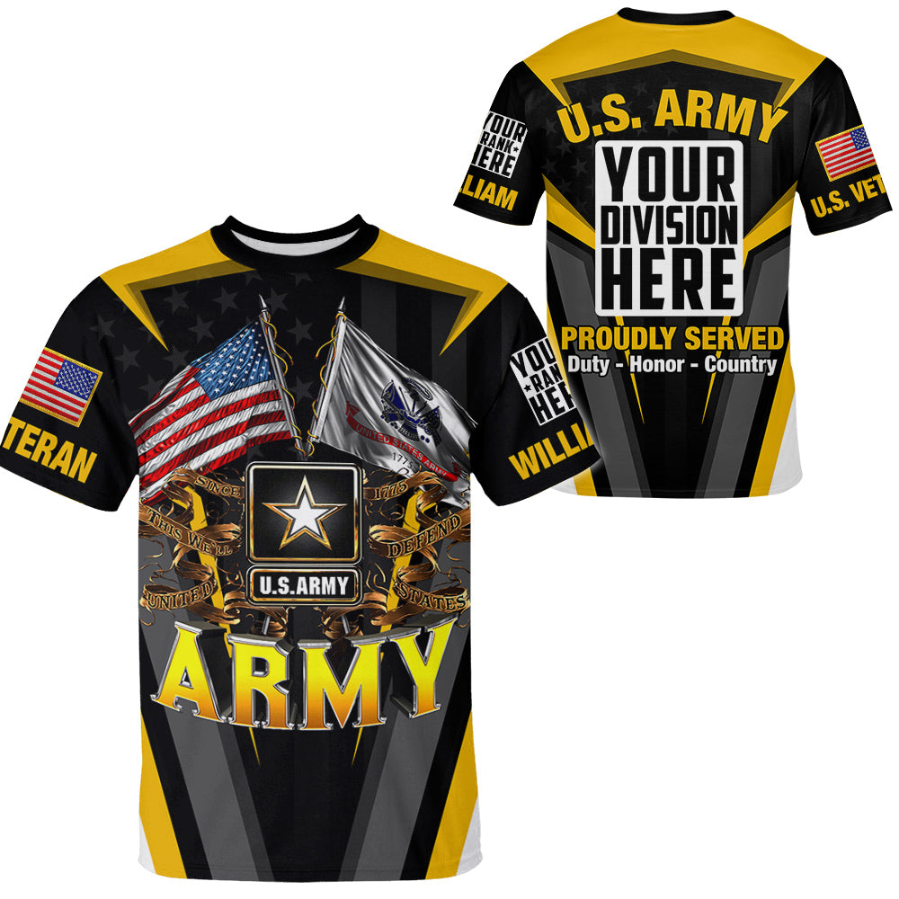 Custom Branch Rank and Name Personalized All Over Print Shirt For Veteran Gift For Veterans Day H2511