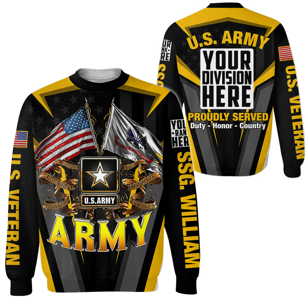 Custom Branch Rank and Name Personalized All Over Print Shirt For Veteran Gift For Veterans Day H2511