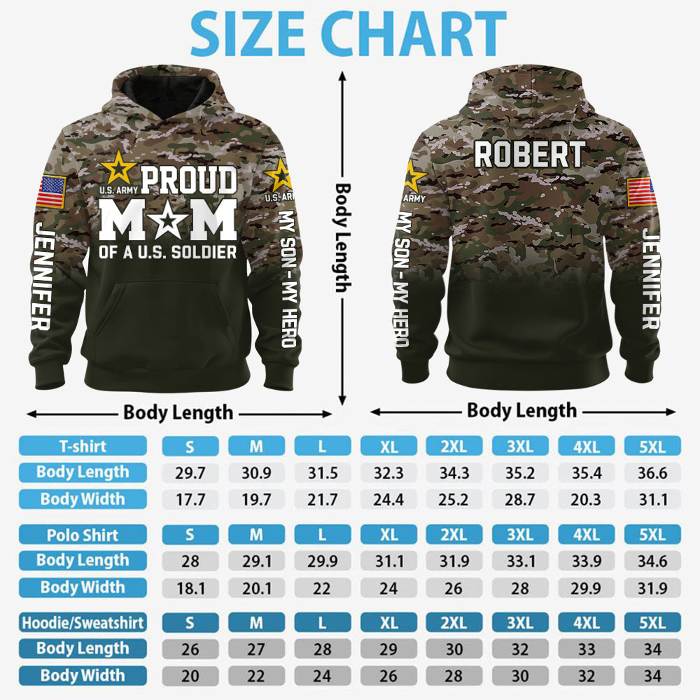 Proud Mom Of A US Soldier Custom Camouflage All Over Print Shirt Hoodie Gift For US Military Mom Dad Graduation Day Proud Shirt H2511 Trna
