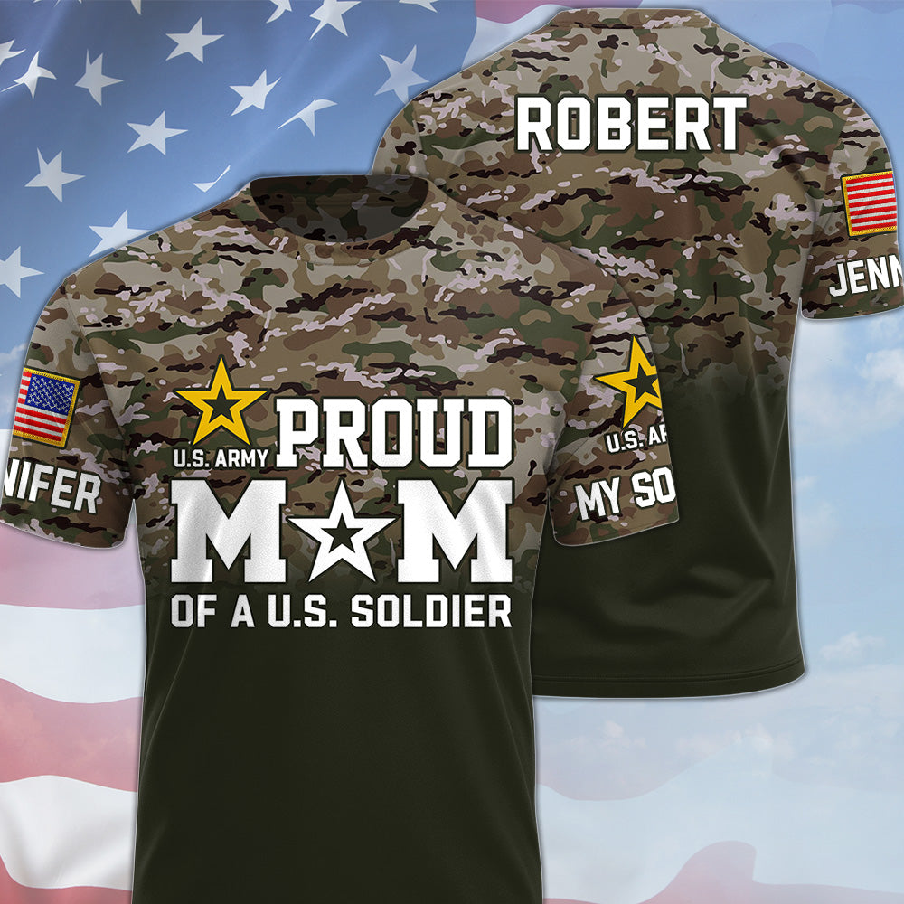 Proud Mom Of A US Soldier Custom Camouflage All Over Print Shirt Hoodie Gift For US Military Mom Dad Graduation Day Proud Shirt H2511 Trna