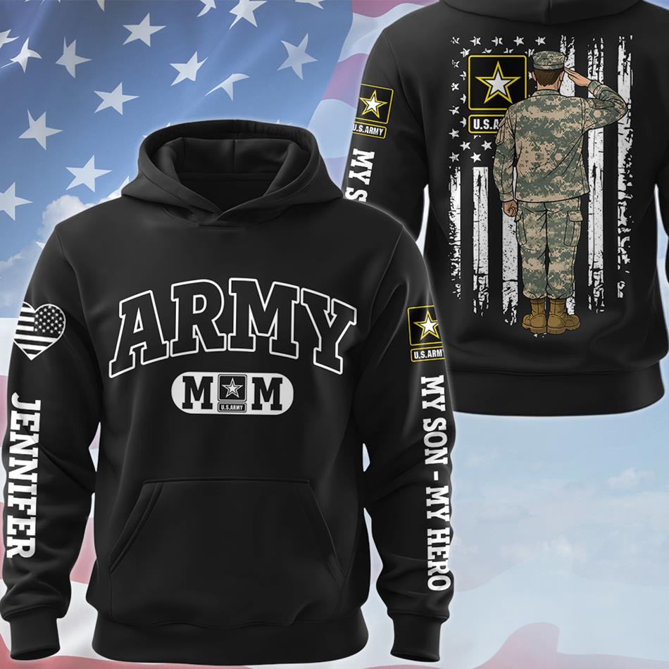 Army Mom Custom Soldier Clipart All Over Print Shirt Hoodie Gift For Proud Military Mom Grandma Sister Shirt H2511