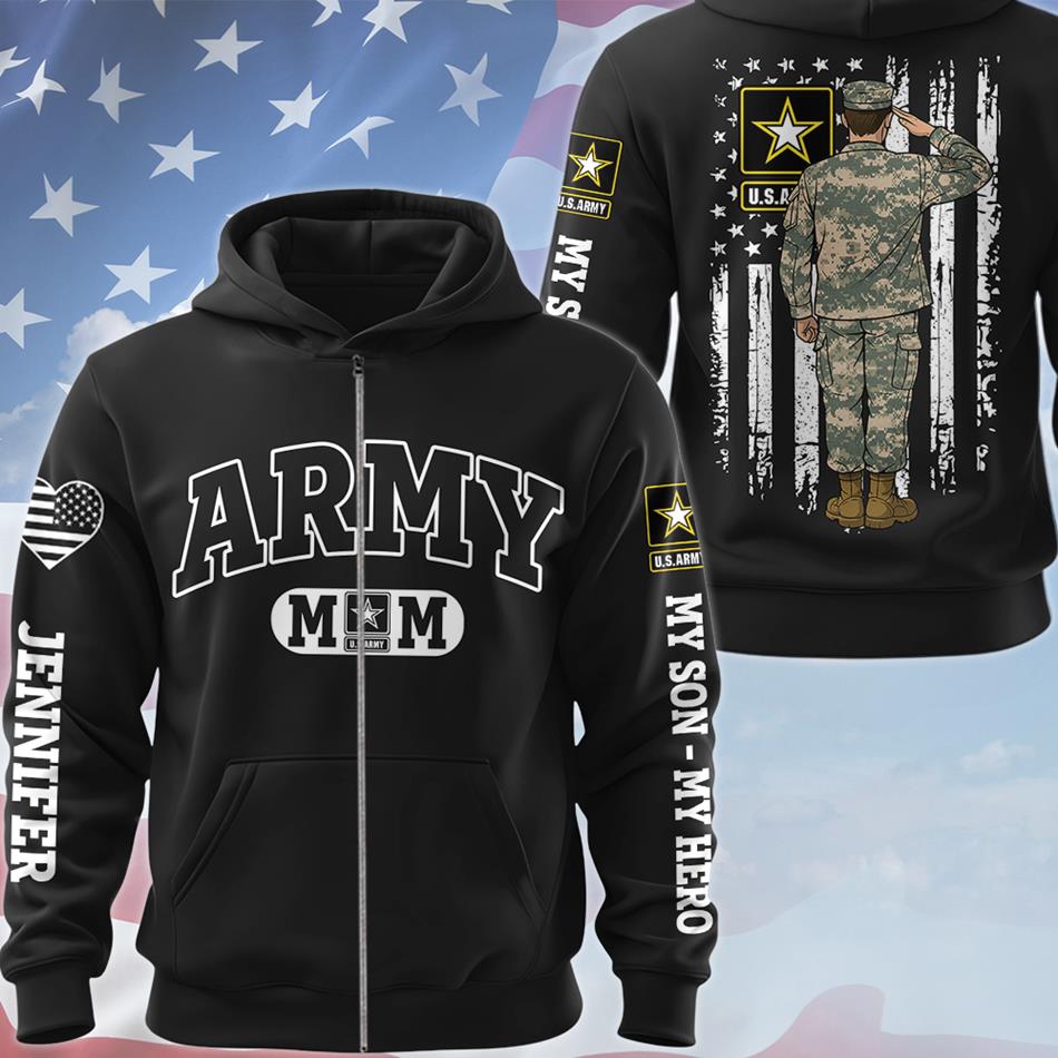 Army Mom Custom Soldier Clipart All Over Print Shirt Hoodie Gift For Proud Military Mom Grandma Sister Shirt H2511